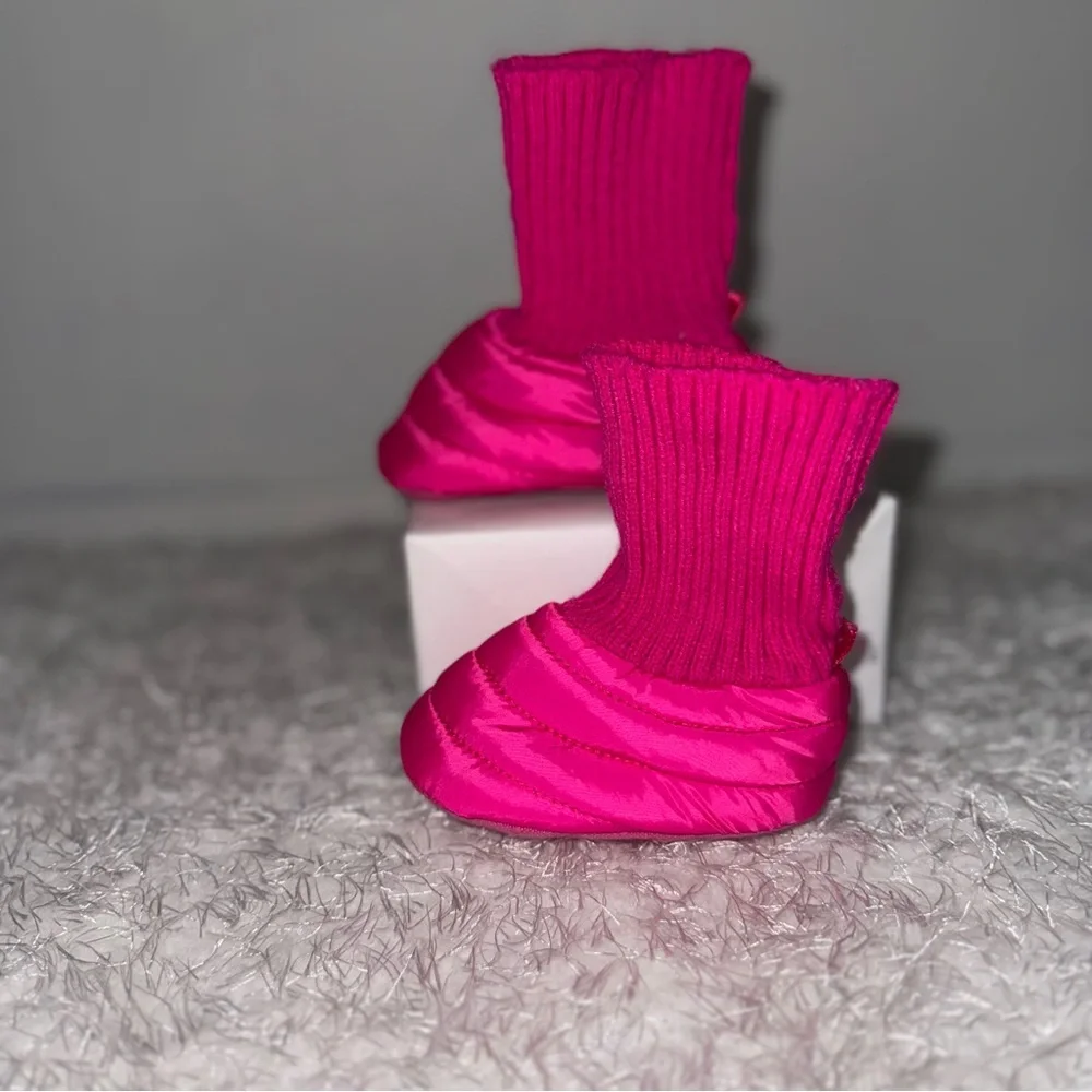 Baby Gap Puffer‎ Booties Pink Knit Cuff Winter Snow Toddler Infant Size 3-6M